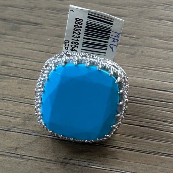 Rarities Carol Brodie Gold Plated Turquoise Colored Magnesite Diamond Ring 7 NWT - Picture 10 of 15